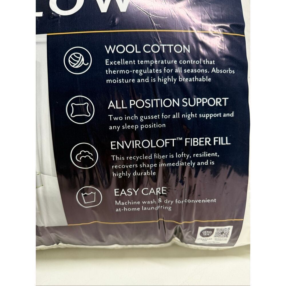 NWT Pendleton 2 Pillows Wool Cotton Temperature Control All Position Support - Picture 4 of 11
